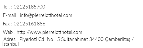 Pierre Loti Hotel telefon numaralar, faks, e-mail, posta adresi ve iletiim bilgileri